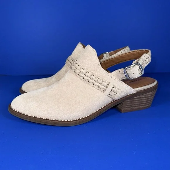Lucky Brand Feyn Clog Women's 8.5 Open Back Suede Slip On Heels Wedge - Picture 3 of 8